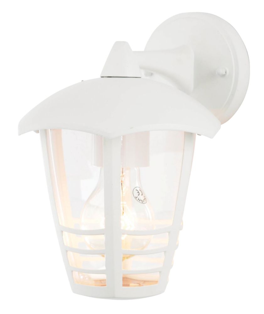 Zinc Perdita White Lantern Wall Light 60W Outdoor Wall Lights Screwfix.com